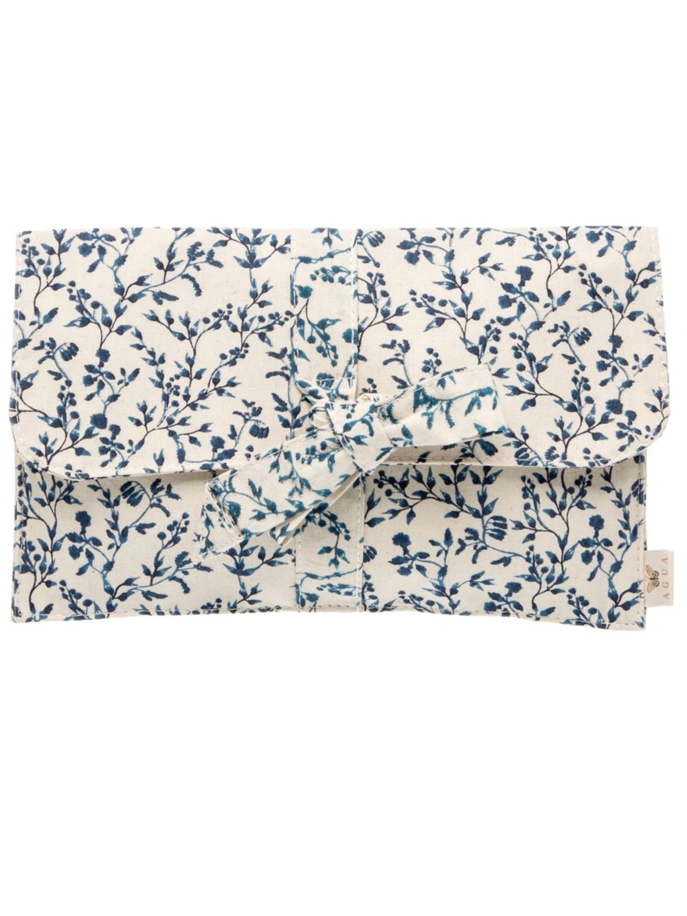 Agua Bendita Cream Floral Canvas Clutch Purse Bag